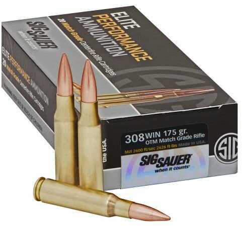 308 Win 175 Grain Open Tip Match 20 Rounds Sig Sauer Ammunition 308 Winchester