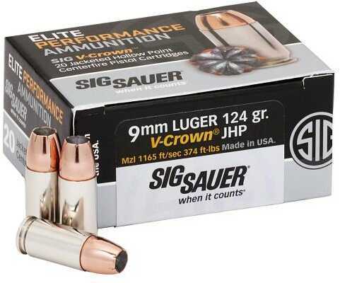 9mm Luger 124 Grain Full Metal Jacket 50 Rounds Sig Sauer Ammunition