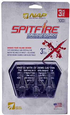 New Archery Broadheads Spitfire Double Cross 100 Grains 3 Pack Model: 60-086