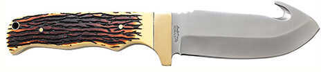 Uncle Henry 185UHCP Full Tang 4.30" Fixed Gut Hook Plain 7Cr17MoV High Carbon SS Blade Staglon Slabs Handle