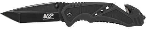 Schrade SWMP11BCP M&P Folding 3.79" Liner Lock Tanto Plain 7Cr17MoV High Carbon SS Blade Black Aluminum Handle