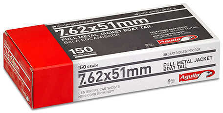 7.62 NATO 150 Grain Full Metal Jacket 20 Rounds Aguila Ammunition