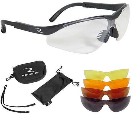 Radians T85RC T-85 Glasses Eye Protection Black Frame Clear/Orange/Amber/Copper/Smoke Polycarbonate Lens 1 Pair Frame/5