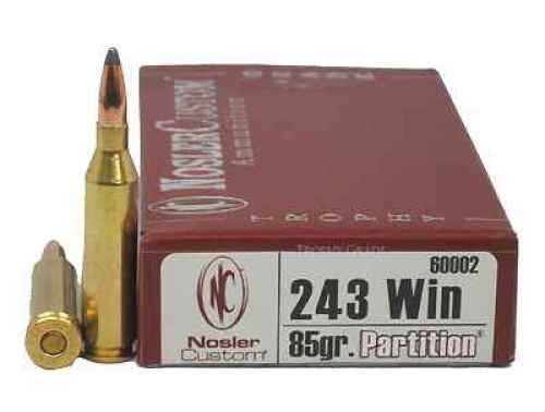 243 Win 85 Grain Soft Point 20 Rounds Nosler Ammunition 243 Winchester