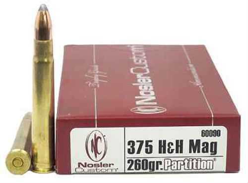 375 H&H 260 Grain Soft Point 20 Rounds Nosler Ammunition