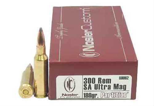 300 Rem Short Action Ultra Mag 180 Grain Soft Point 20 Rounds Nosler Ammunition Remington Magnum