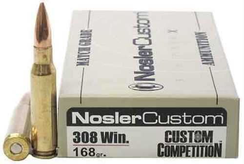 308 Win 168 Grain Hollow Point Boat Tail 20 Rounds Nosler Ammunition 308 Winchester