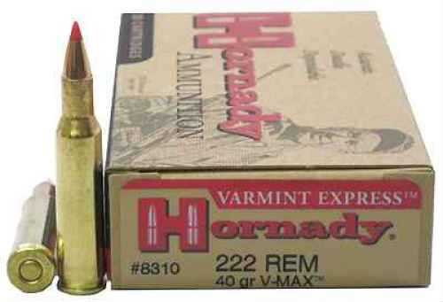 Hornady Varmint Express 222 Remington 40 Grain V-Max Per 20 Md: 8310 Ammunition