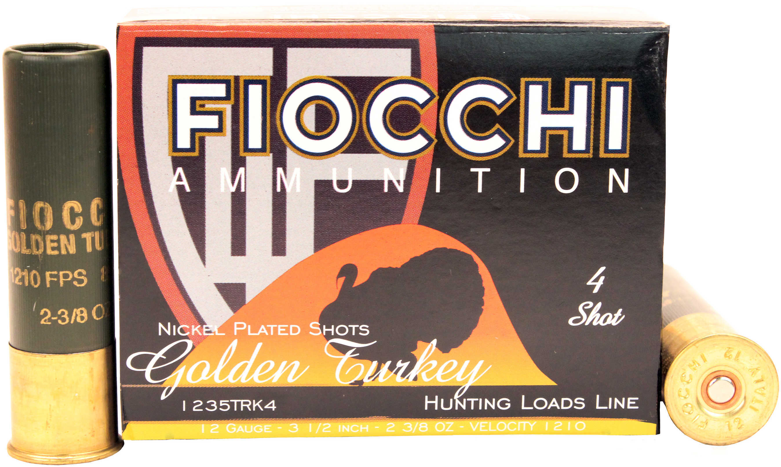 12 Gauge 3-1/2" Nickel-Plated Lead #4  2 3/8 oz 10 Rounds Fiocchi Shotgun Ammunition