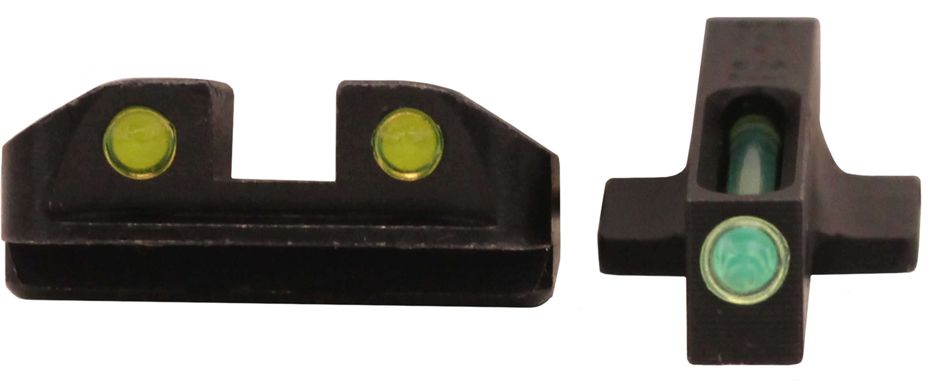 Truglo TGTG131AT1Y TFO Black | Green Tritium & Fiber Optic Front Sight Yellow Tritium & Fiber Optic Rear Sight