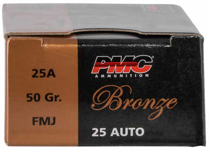 25 ACP 50 Grain Full Metal Jacket Rounds PMC Ammunition