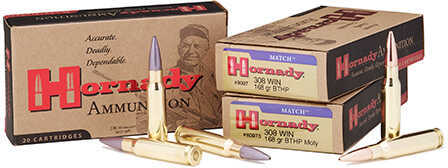 308 Win 168 Grain Boat Tail Hollow Point 20 Rounds Hornady Ammunition 308 Winchester