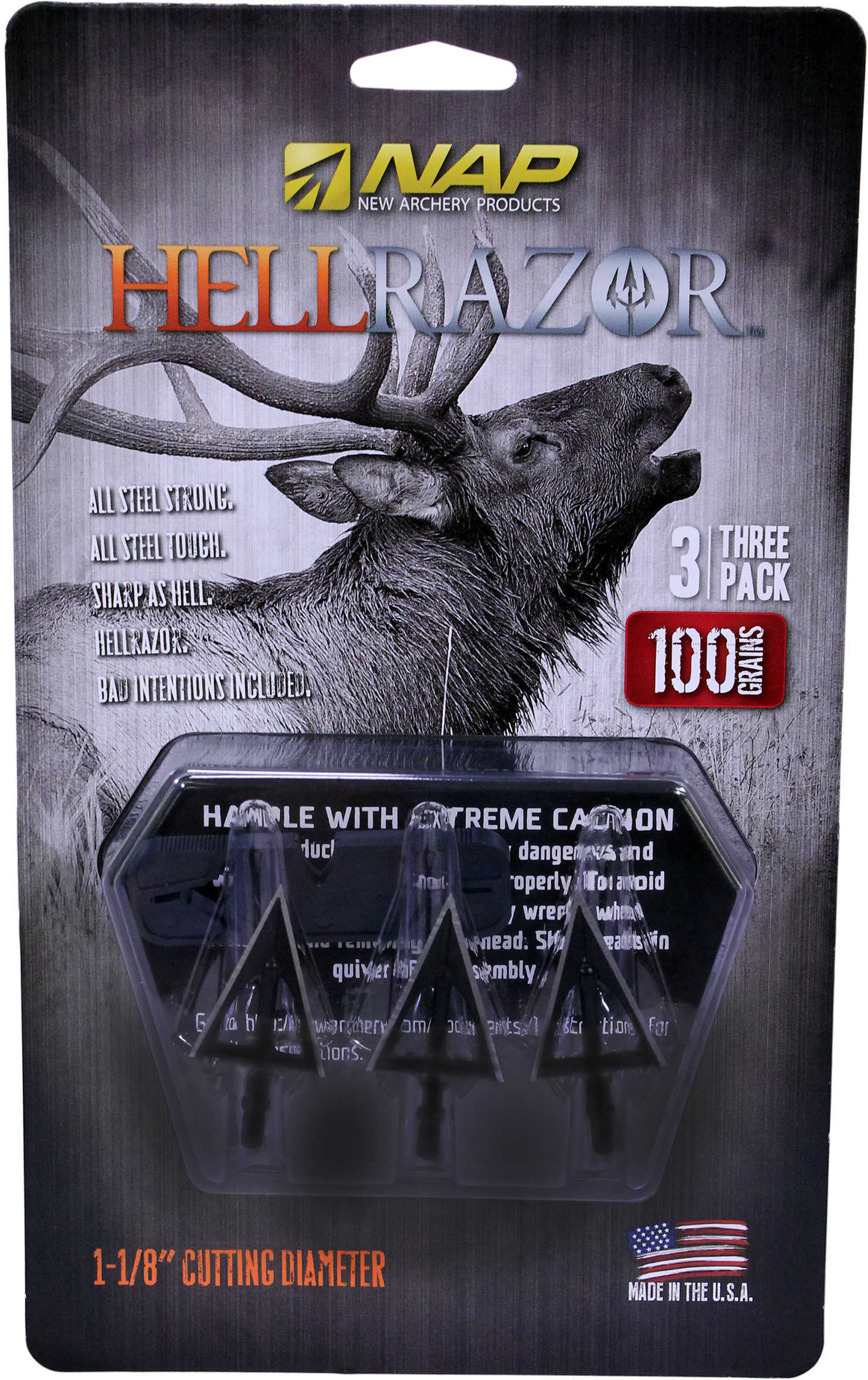 Nap Nap-60-410 Hellrazor Crossbow Broadhead Fixed 100 Grain Black