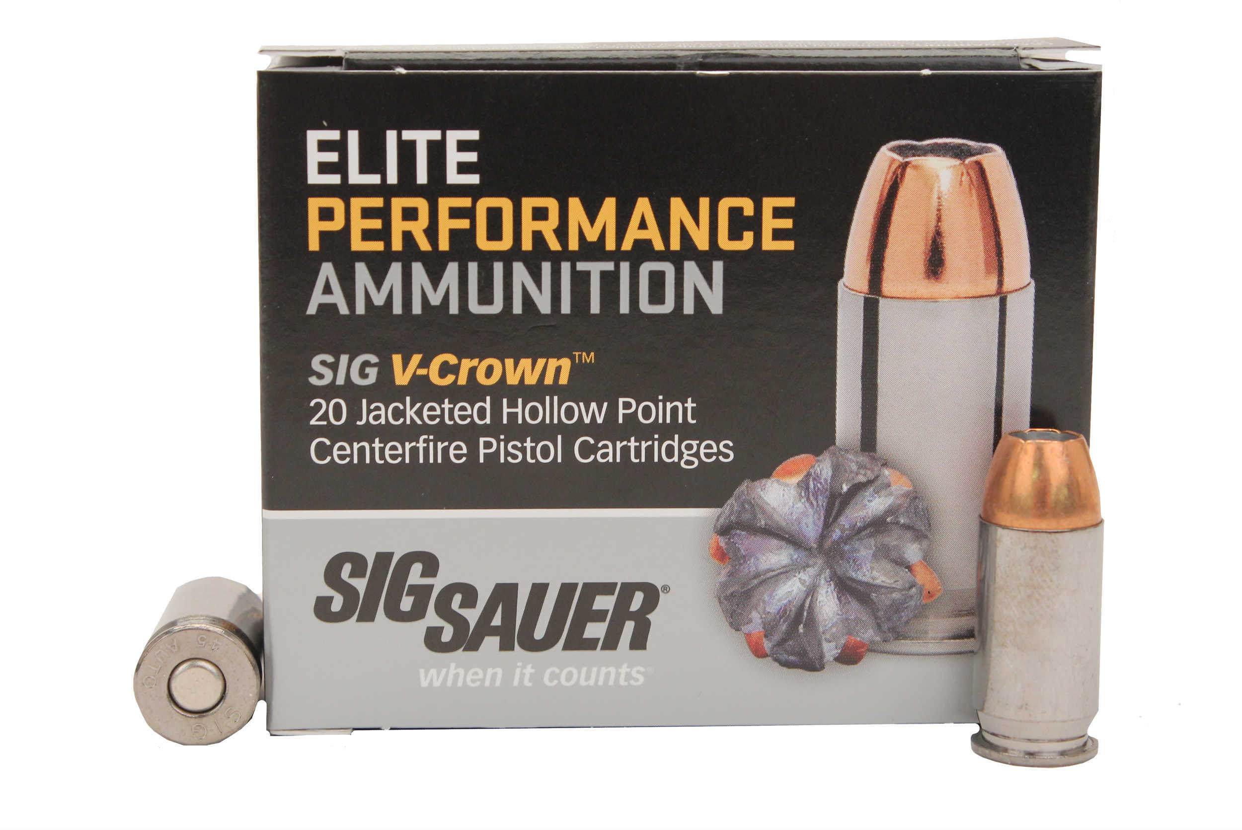 45 ACP 200 Grain Jacketed Hollow Point Rounds Sig Sauer Ammunition