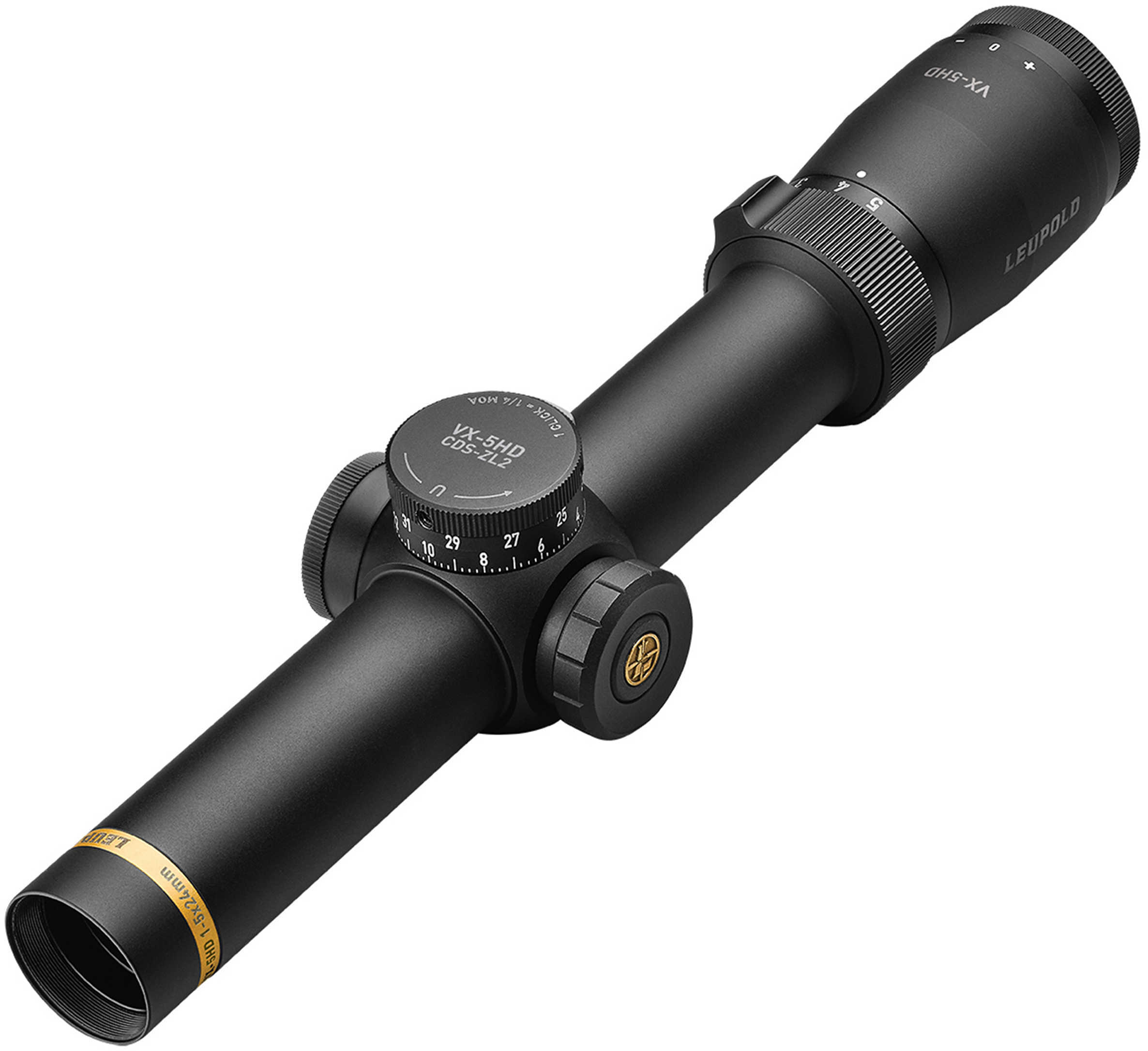 Leupold 172367 VX-5HD CDS 1-5x 24mm Obj 114.60-22.50 ft @ 100 yds FOV 30mm Tube Black Matte Finish Illuminated FireDot D