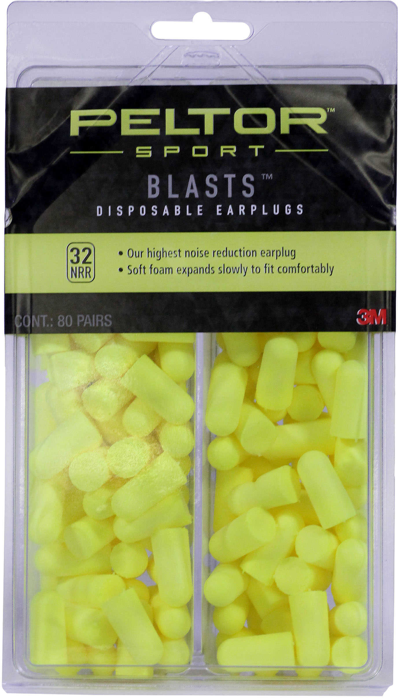 3M/Peltor Sport Blasts Ear Plug Yellow Reusable Hearing Protection 80/Pair 97082-PEL80-6C