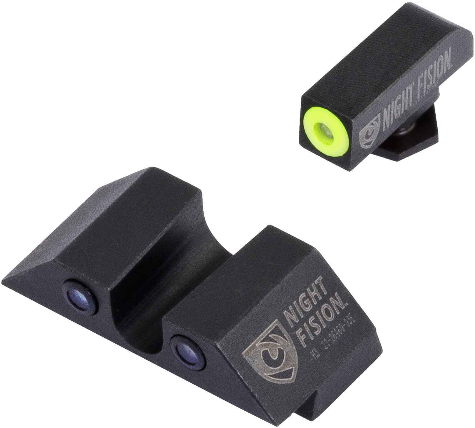 Night Fision GLK00107YGZG Sight Set Square Front/U-Notch Rear for Glock 17/17L/19/22-28/31-35/37-39 Tritium Green