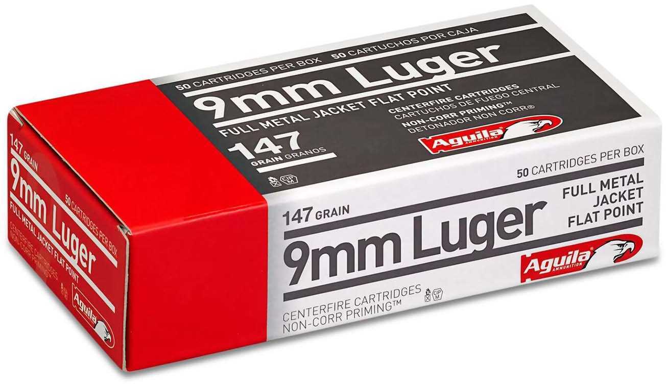 9mm Luger 147 Grain FMJ-FLAT 50 Rounds Aguila Ammunition