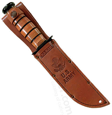 Ka-Bar 9190 120th Anniversary U.S. Army Fixed 7" 1095 Cro-Van Black Clip Point Leather