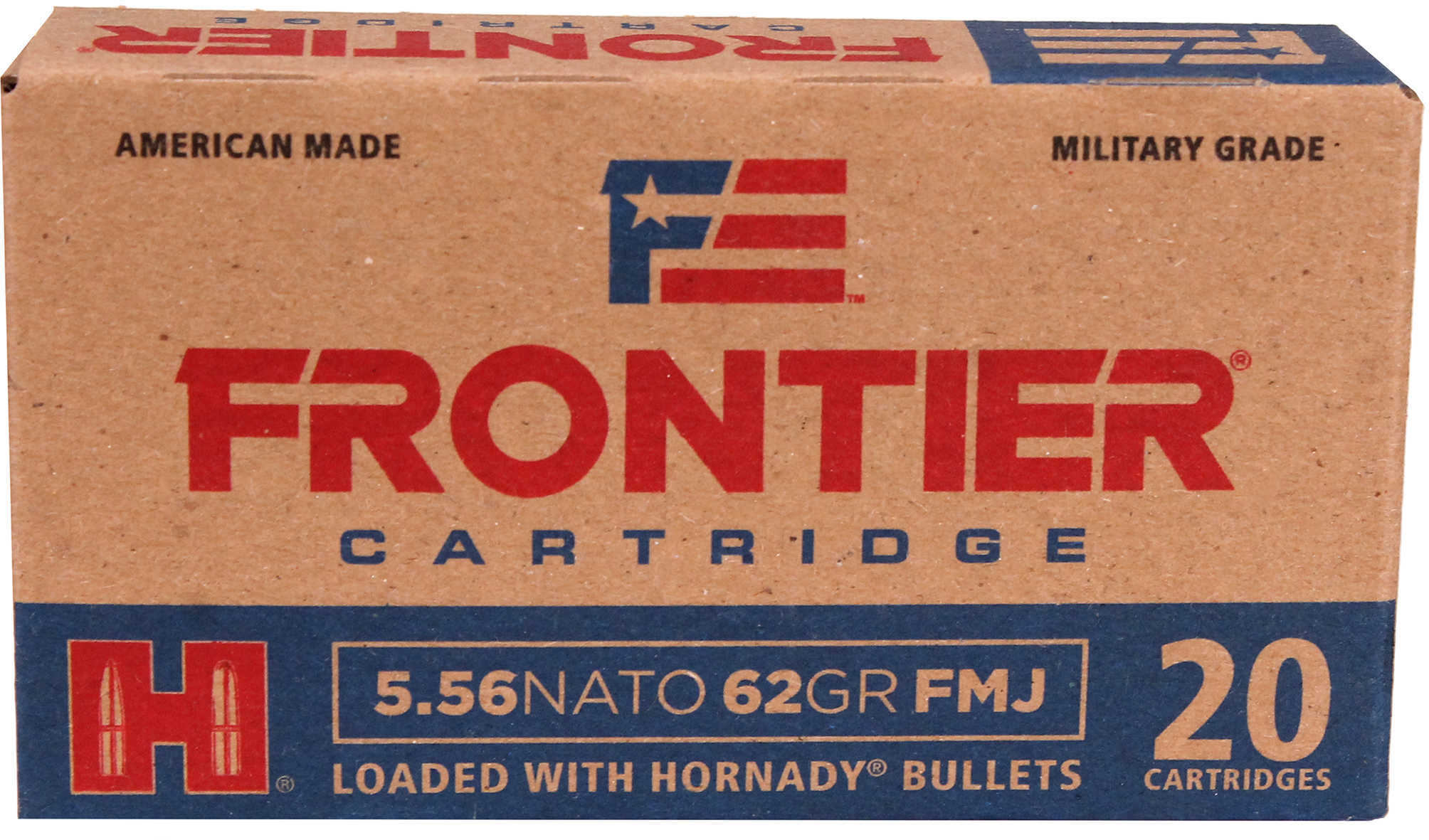 5.56mm Nato 62 Grain Full Metal Jacket 20 Rounds Hornady Ammunition