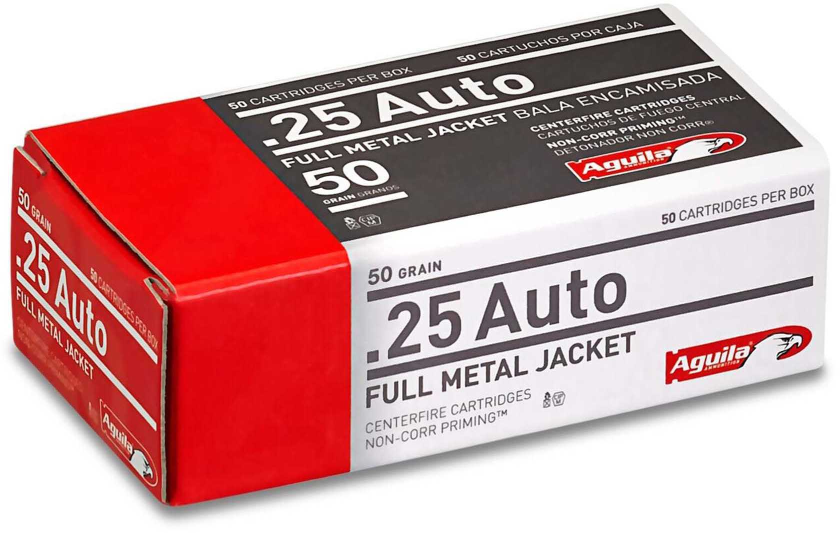 Aguila Pistol Ammo 25 ACP 50 gr. FMJ 50 rd. Model: 1E252110