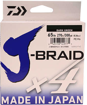 J-BRAID X4 65lb 300yd DARK GREEN Model: JB4U65-300DG