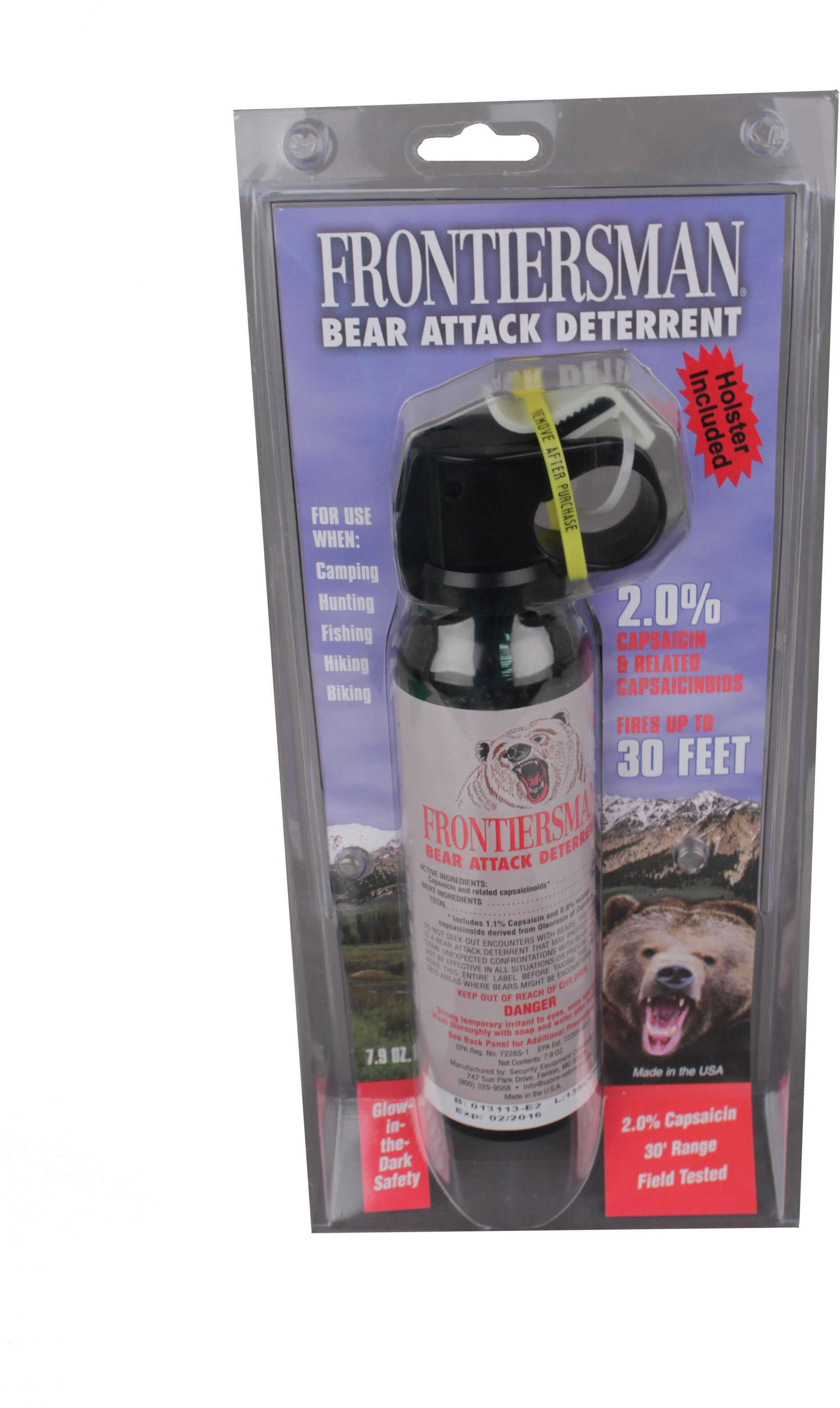 Sabre FBAD04 Bear Spray W/Holster Capsaicin 30 ft Range 7.9Oz