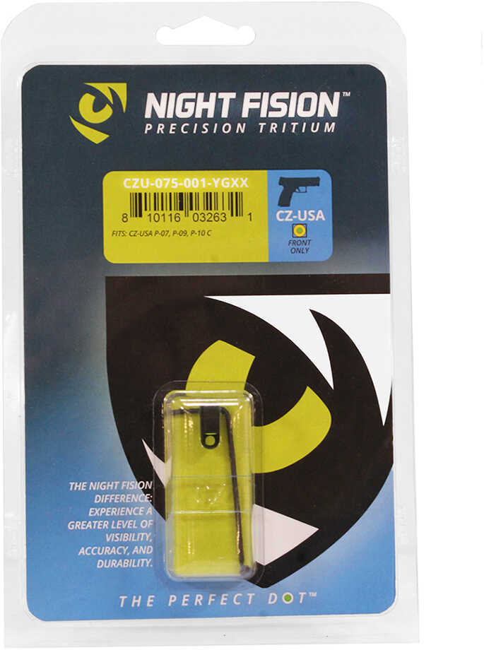 Night Fision Sight Front Square CZ P-07/P-09/P-10 Green Tritium W/Orange Outline Black