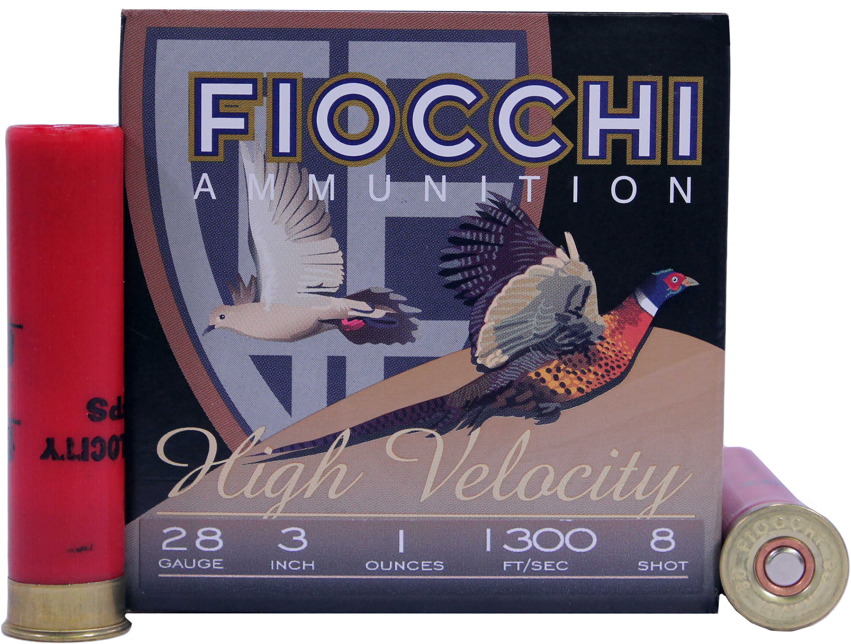 28 Gauge 3" Lead #8  1oz 25 Rounds Fiocchi Shotgun Ammunition