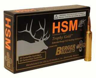 HSM Trophy Gold Rifle Ammunition 308 Win. Berger 168 gr. 20 rd. Model: BER-308168VLD