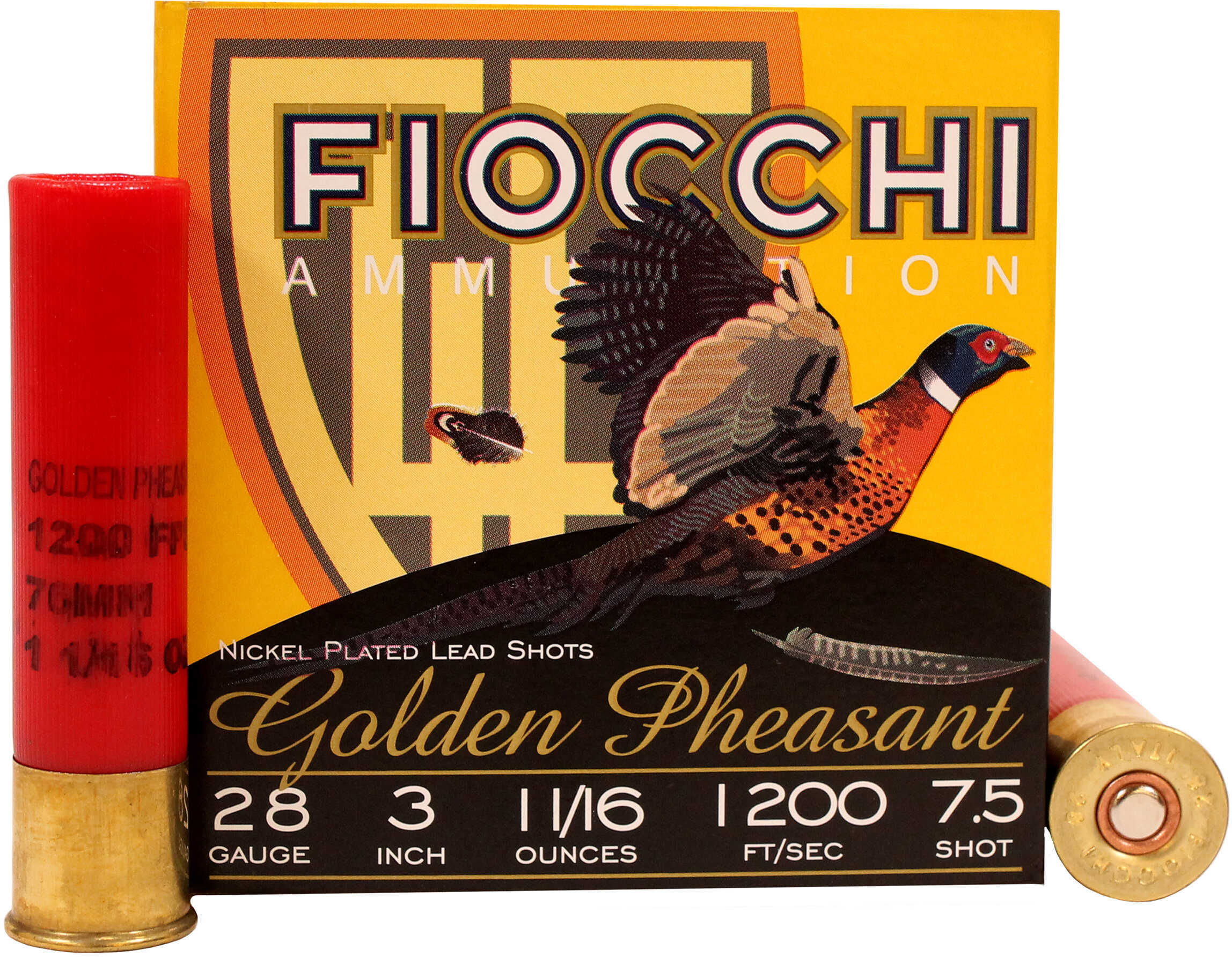 28 Gauge 3" Nickel Plated 7-1/2  1-1/16 oz 25 Rounds Fiocchi Shotgun Ammunition