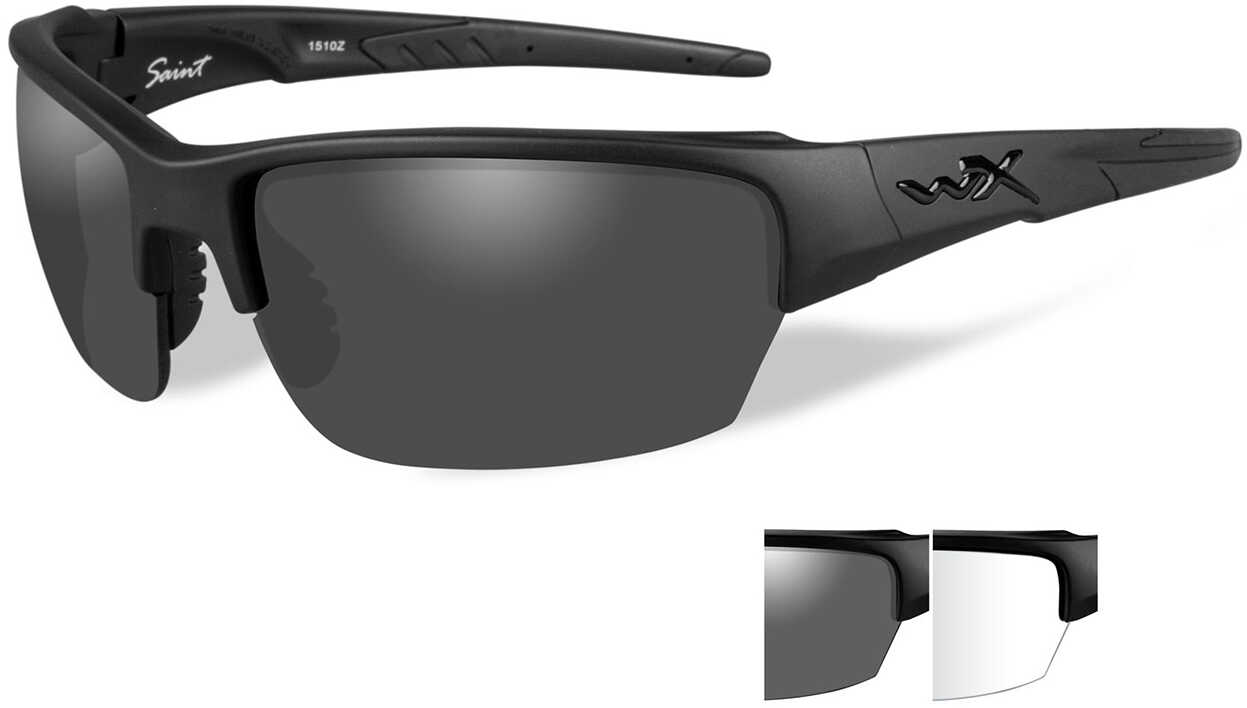 Wiley X CHSAI07 Saint S/M Smoke Gray/Clear Lens Polycarbonate Matte Black Frame