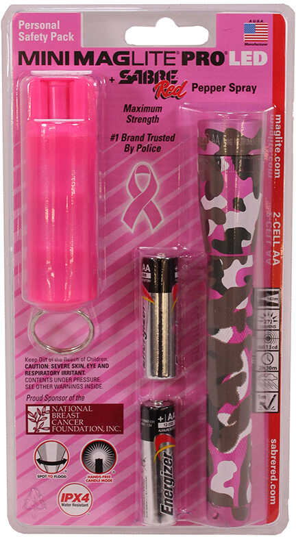 Maglite SP2PUE6 Mini Pro & Sabre Pepper Spray Pink