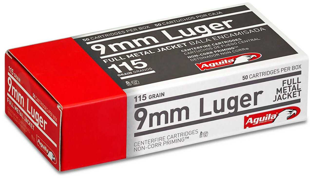 9mm Luger 115 Grain FMJ 50 Rounds Aguila Ammunition