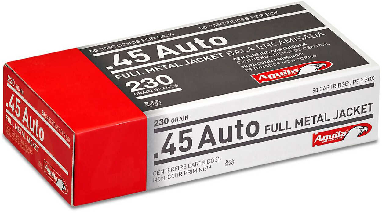 Aguila Pistol Ammo 45 ACP 230 gr. FMJ 50 rd. Model: 1E452110
