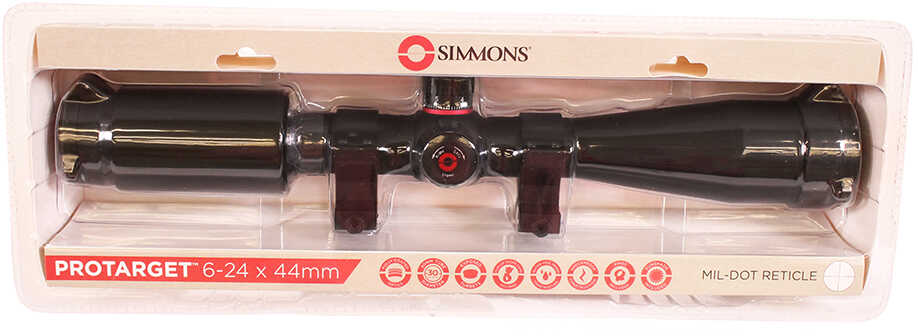 Simmons 6-24x44mm ProTarget Black FC, WP/FP, T Turrets, Side Focus