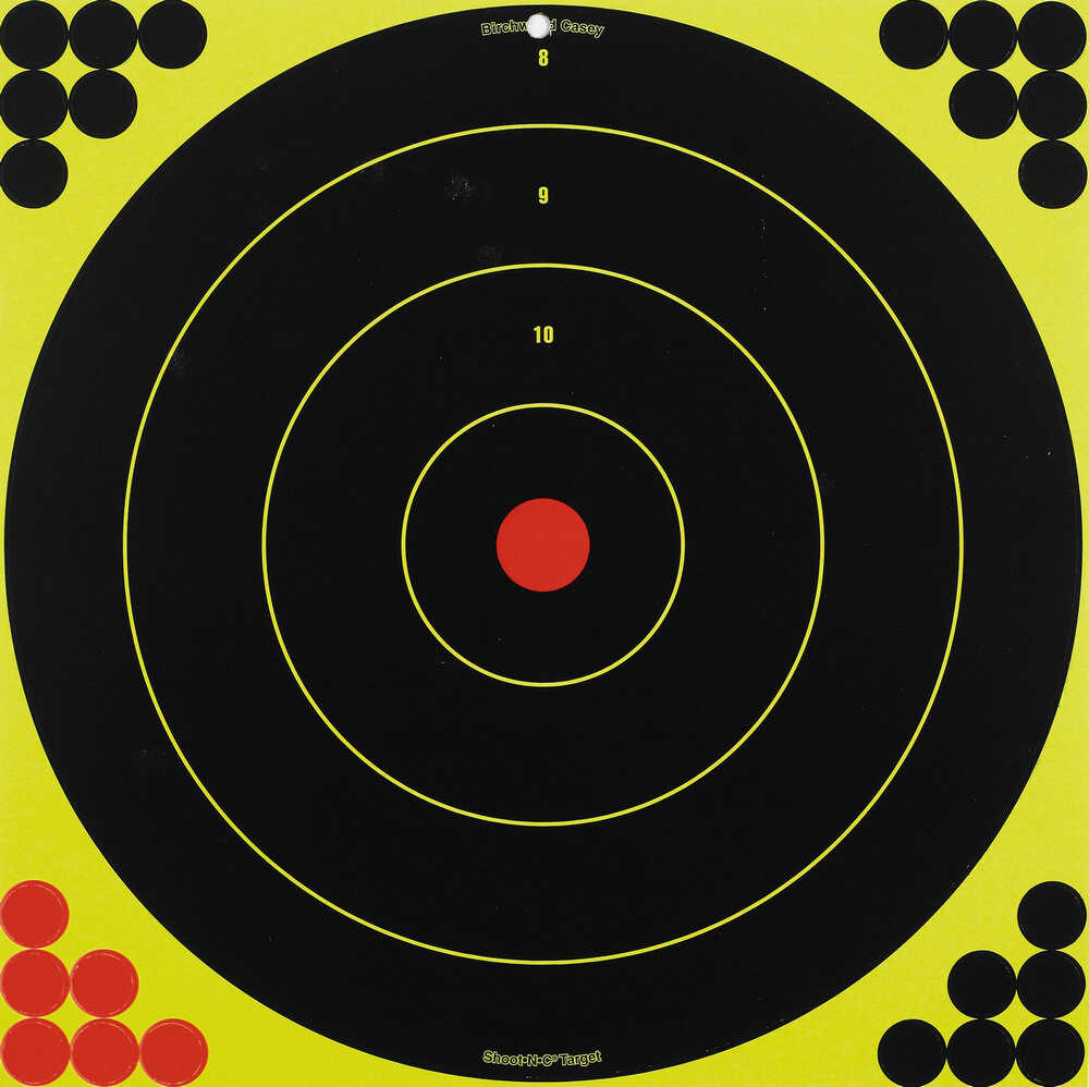 Birchwood Casey 34186 Shoot-N-C Hanging Adhesive Paper 17.25" Bullseye Black/Yellow/Red 12 Pack