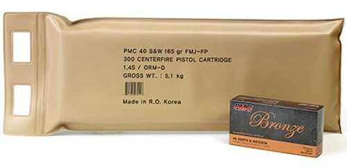 40 S&W 165 Grain FMJ 300 Rounds PMC Ammunition