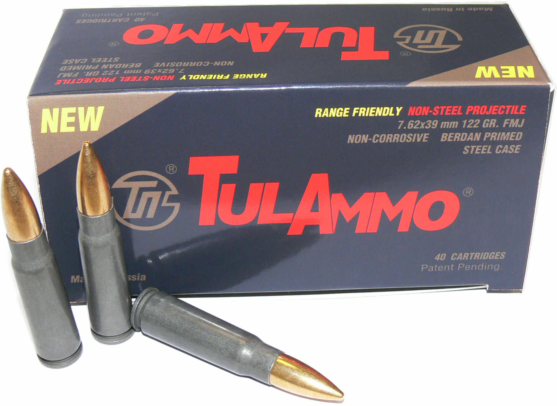 7.62X39mm 122 Grain Full Metal Jacket 40 Rounds TULA Ammunition