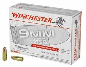 9mm Luger 115 Grain FMJ 200 Rounds Winchester Ammunition