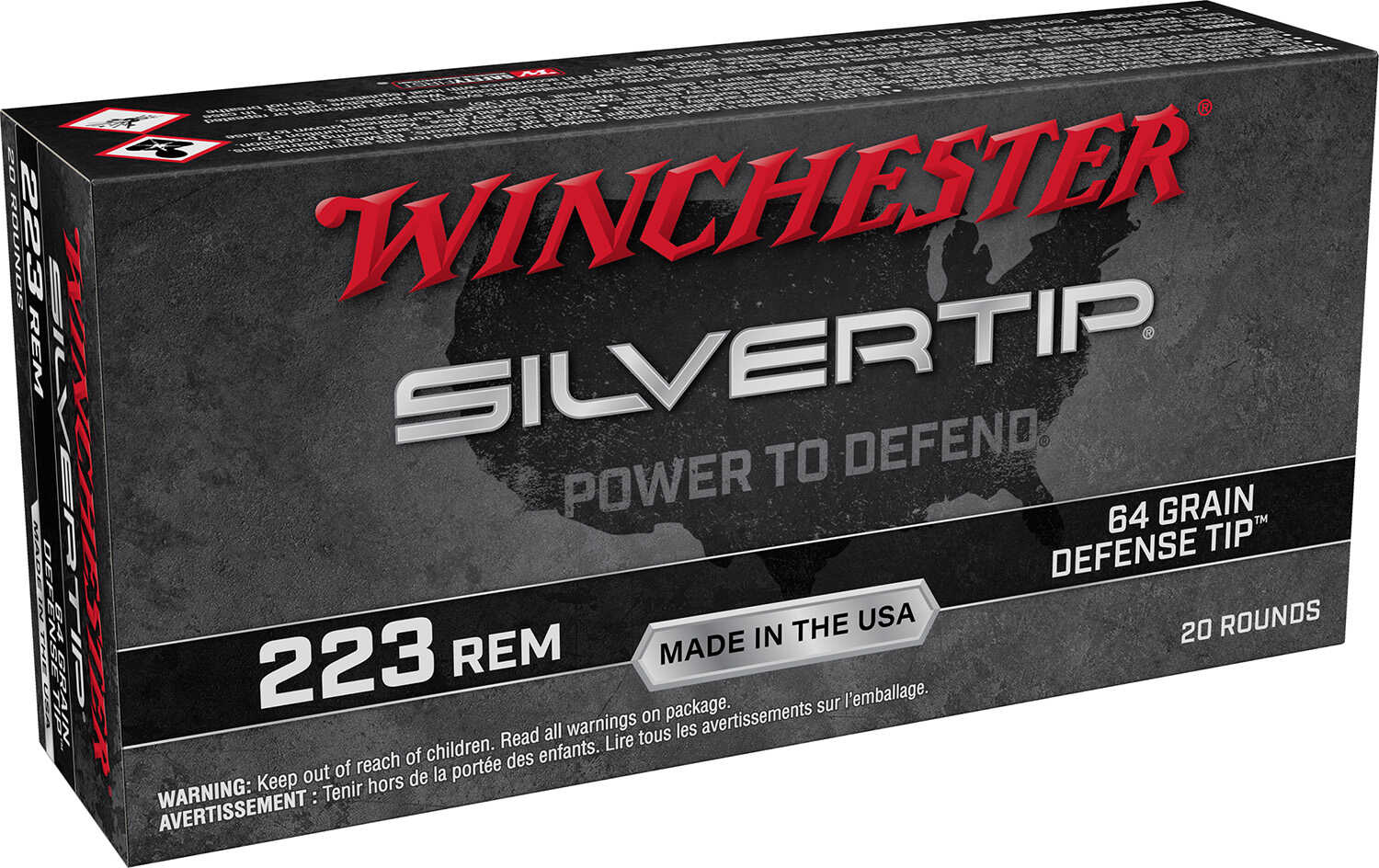 Winchester Ammo W223St Silvertip 223 Rem 64 Gr Defense Tip 20 Bx/10 Cs