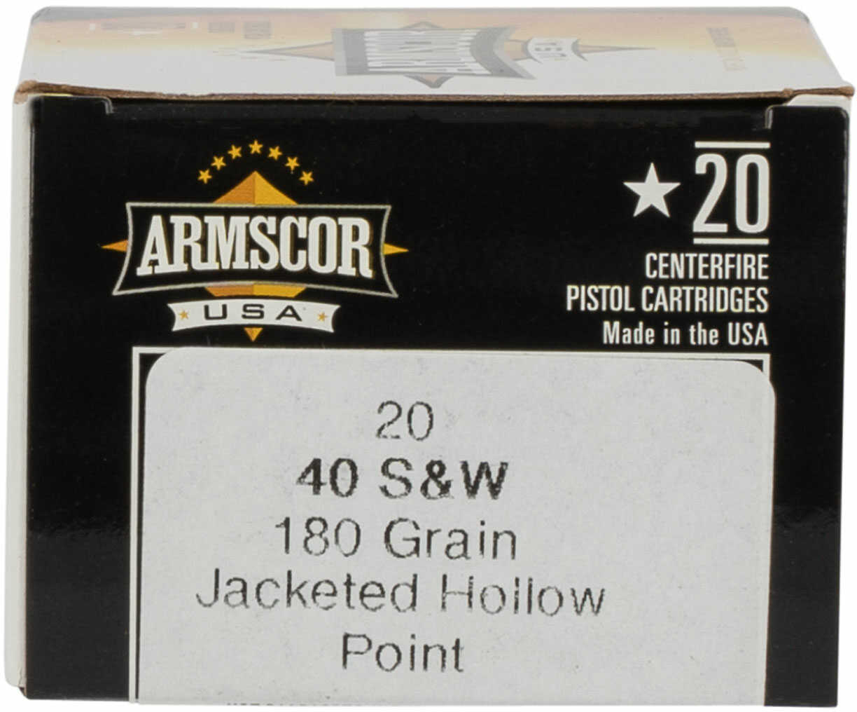 40 S&W 180 Grain Jacketed Hollow Point 20 Rounds Armscor Ammunition