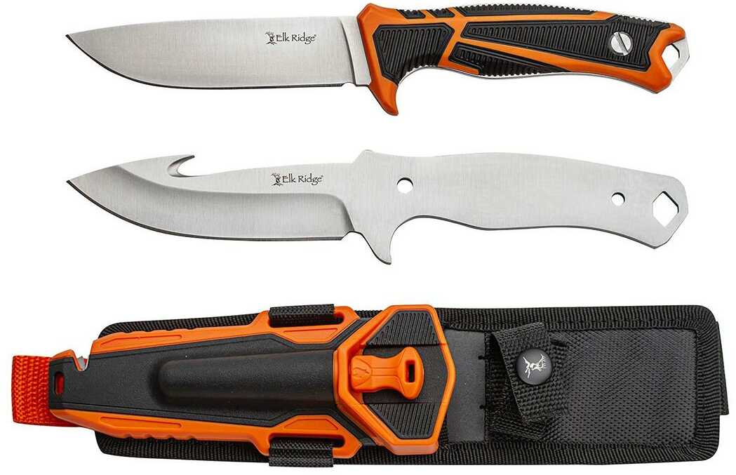 Master Cutlery Elk Ridge Trek Interchangeable Blade Set 4 1/2" Blades Orange And Black