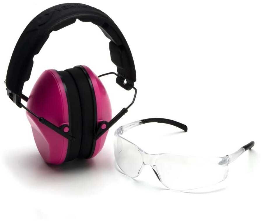 Pyramex Low-Profile Combo Kit Scratch Resistant Clear Lens & Frame With Rubber Temple Tips, Pink Low-Profile