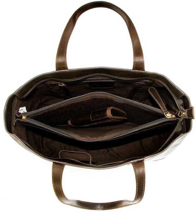 Cameleon Gaia Conceal Carry Purse Open Tote Brown Leather