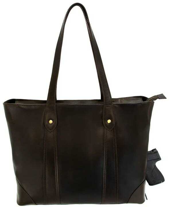 Cameleon Gaia Conceal Carry Purse Open Tote Brown Leather