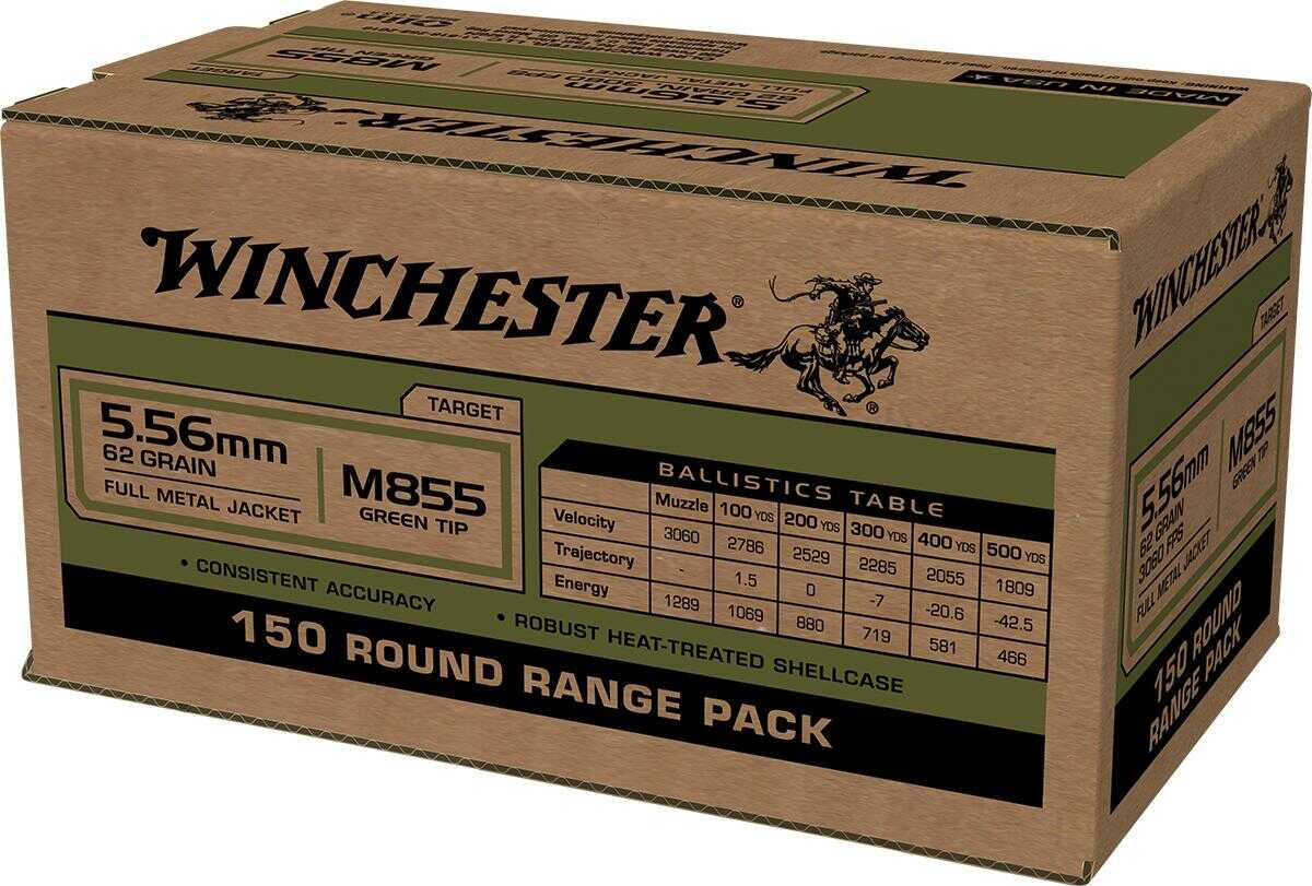 5.56mm Nato 62 Grain FMJ 150 Rounds Winchester Ammunition