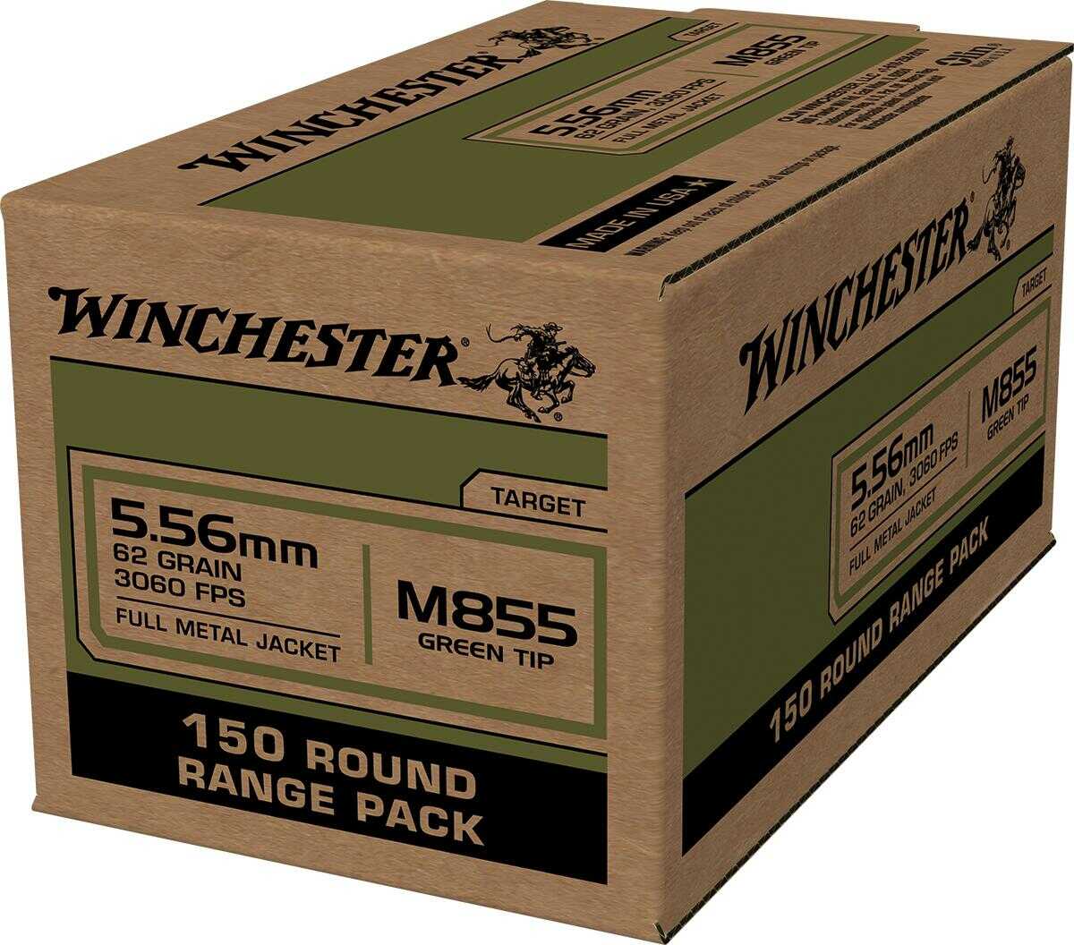 5.56mm Nato 62 Grain FMJ 150 Rounds Winchester Ammunition