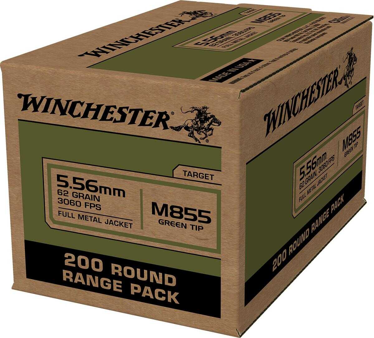 5.56mm Nato 62 Grain FMJ 200 Rounds Winchester Ammunition