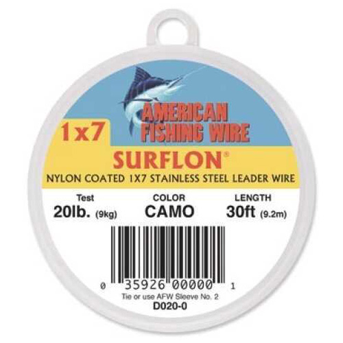 AFW Surflon Nylon Coated Wire 30ft Camo 40Lb .024 Dia Md#: D040